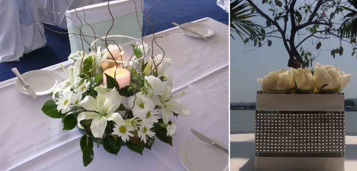 Wedding Table Decor with White Flowers